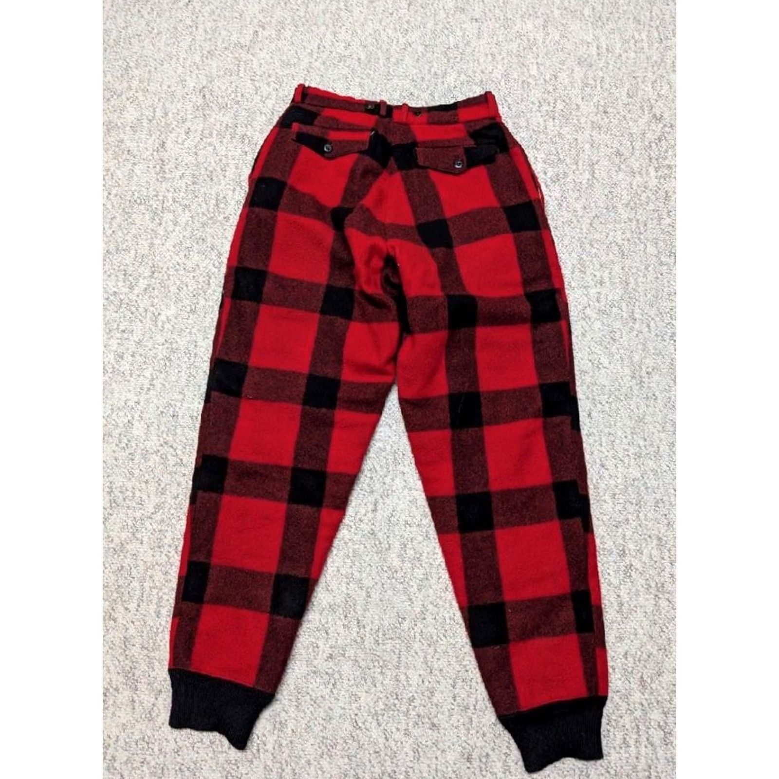 Vintage VINTAGE hunting pants Buffalo plaid wool 34x32 insulated quilted flannel wool Men Red XS 1950s 60s Mens Size US 38 / EU 54 - 7 Thumbnail