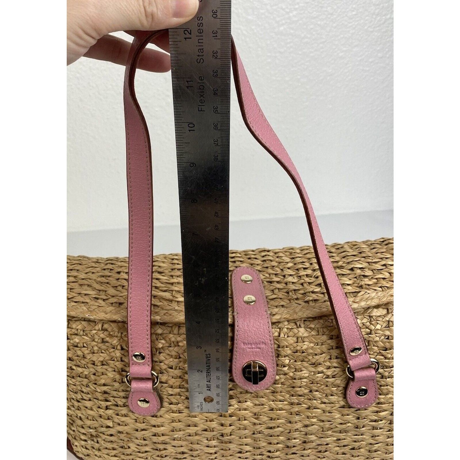 Kate Spade Kate Spade Straw Picnic Wine Bag Purse Basket Pink Leather Size ONE SIZE - 24 Thumbnail