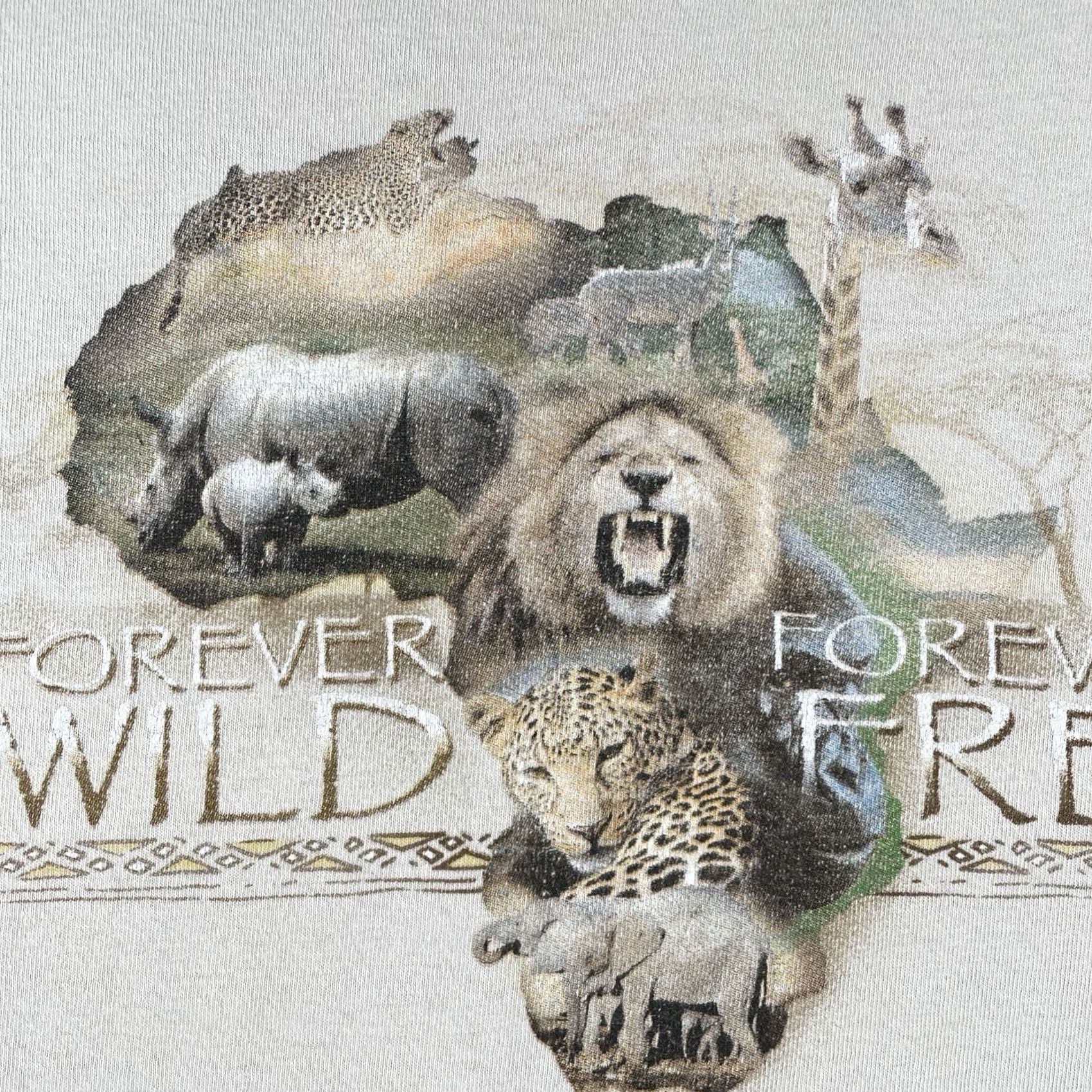 Gildan VINTAGE Shirt XL 2006 Forever Wild Forever Free African Safari Lion Elephant Rhino Size US XL / EU 56 / 4 - 4 Thumbnail