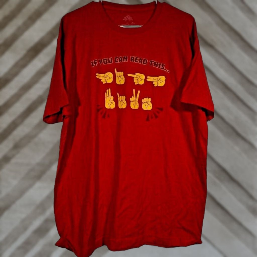 Vintage SIGN LANGUAGE If You Can Read This HIGH FIVE Men XL T-Shirt NEW Size US XL / EU 56 / 4 - 1 Thumbnail