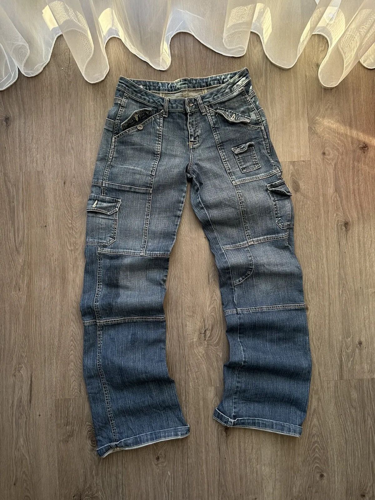 image of Vintage Multi-Pocket Cargo Denim Junya Watanabe Style Pants in Blue, Men's (Size 30)
