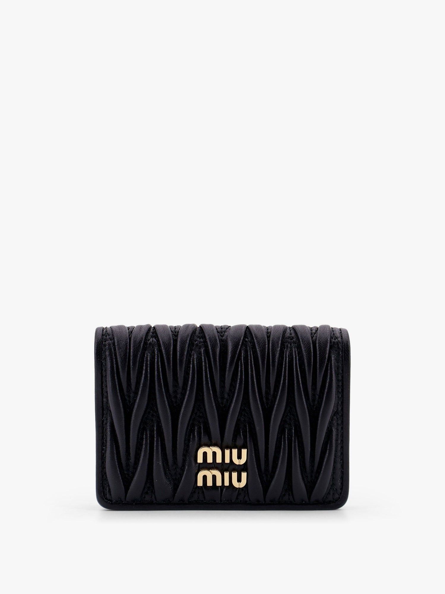 Authentic Miu Miu By Prada Black Ruched Leather cheapest Small Bifold Designer Wallet