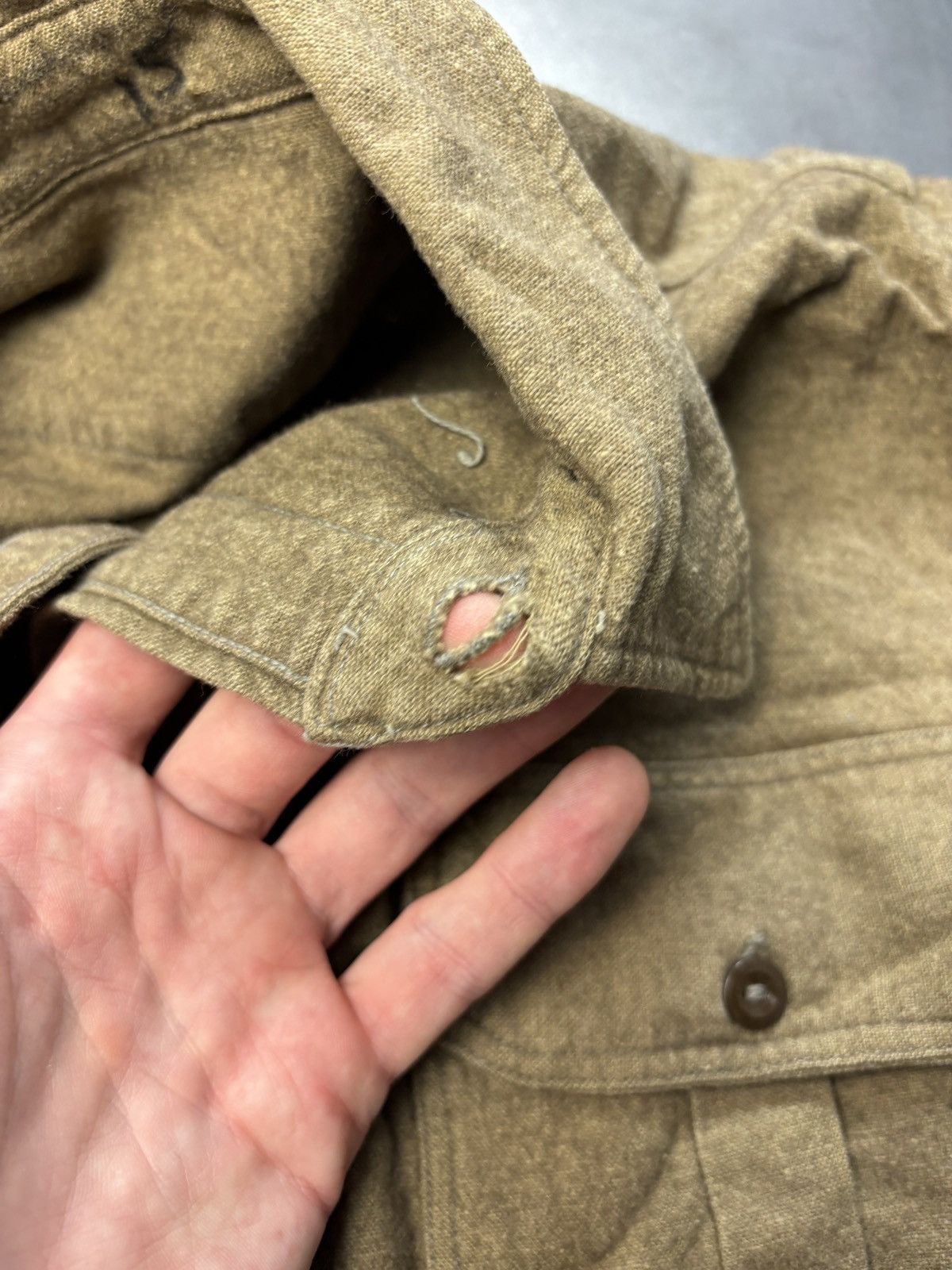 Vintage Vintage Wool Shirt WW2 Military WW1 Korea Vietnam Drab Army Size US S / EU 44-46 / 1 - 6 Thumbnail