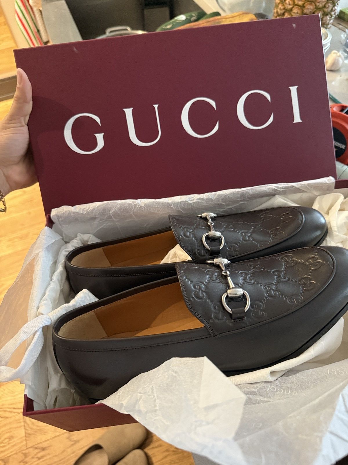 Gucci Gucci Brown Leather GG Embossed Horsebit Loafers - Size 7UK Size US 8 / EU 41 - 6 Thumbnail