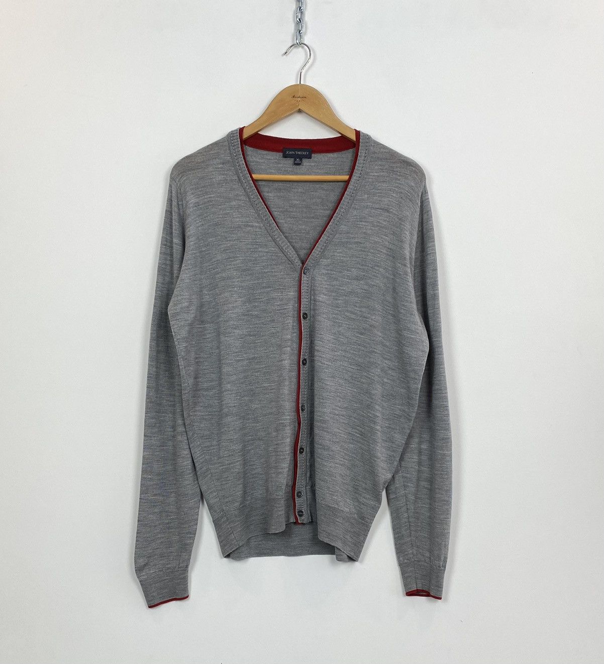 John Smedley 100% Merino Wool Cardigan Men’s Size XL Grey