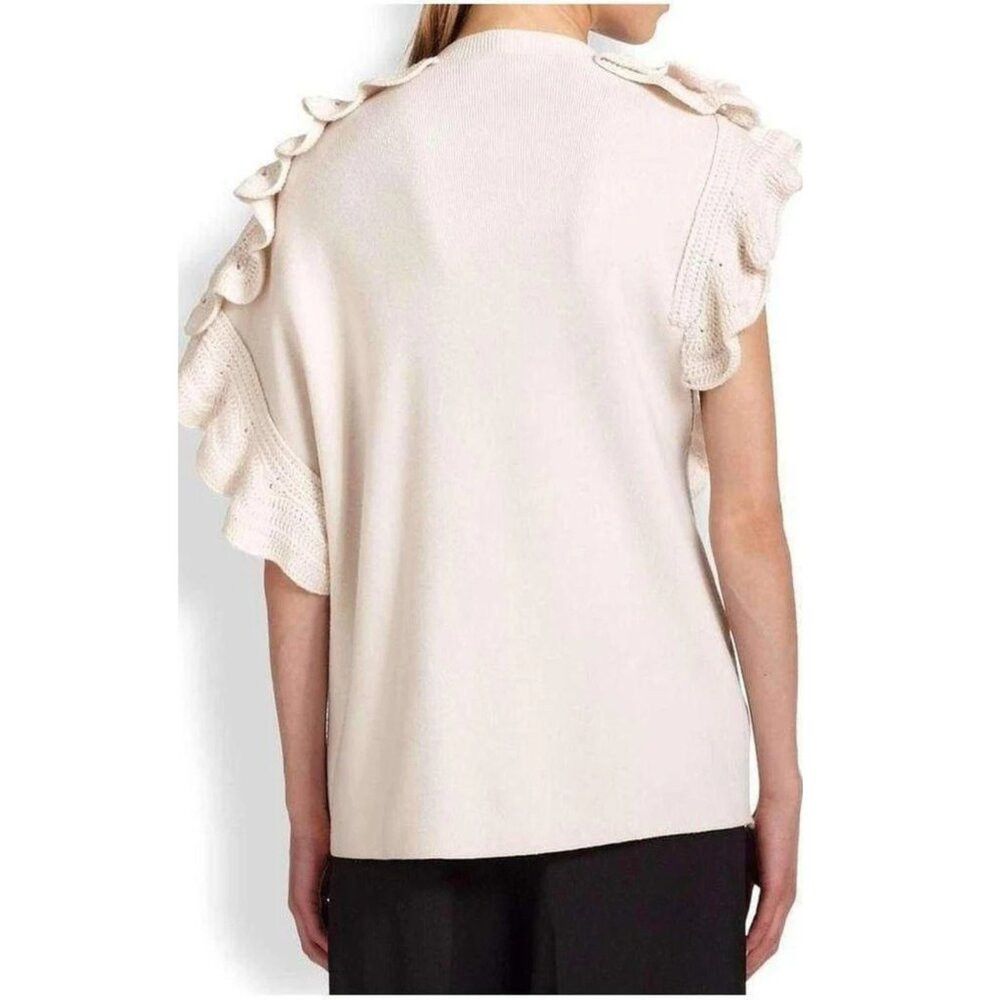 3.1 Phillip Lim Phillip Lim Wool Crochet Ruffle Sleeveless Knit Ecru Sweate Size M / US 6-8 / IT 42-44 - 2 Thumbnail
