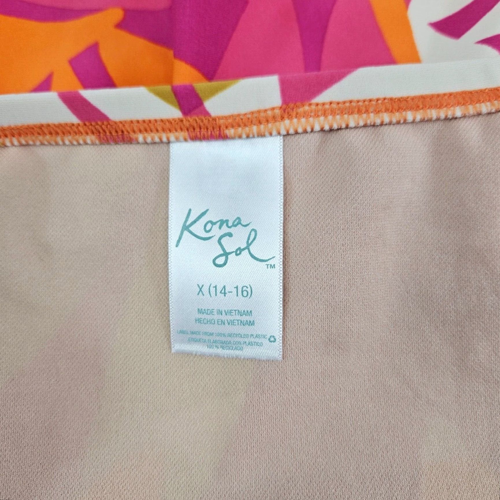Vintage Kona Sol Bikini Bottom Womens Plus Size X Pink Orange High Waist Full Seat Coverage Size 40" / US 18 - 4 Thumbnail