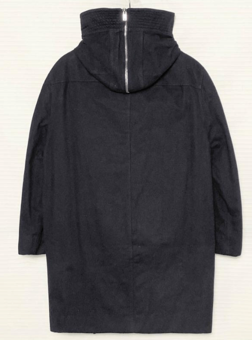 Rick Owens Rick Owens Black Half-Zip Hooded Mid-Length Coat Size US M / EU 48-50 / 2 - 2 Thumbnail
