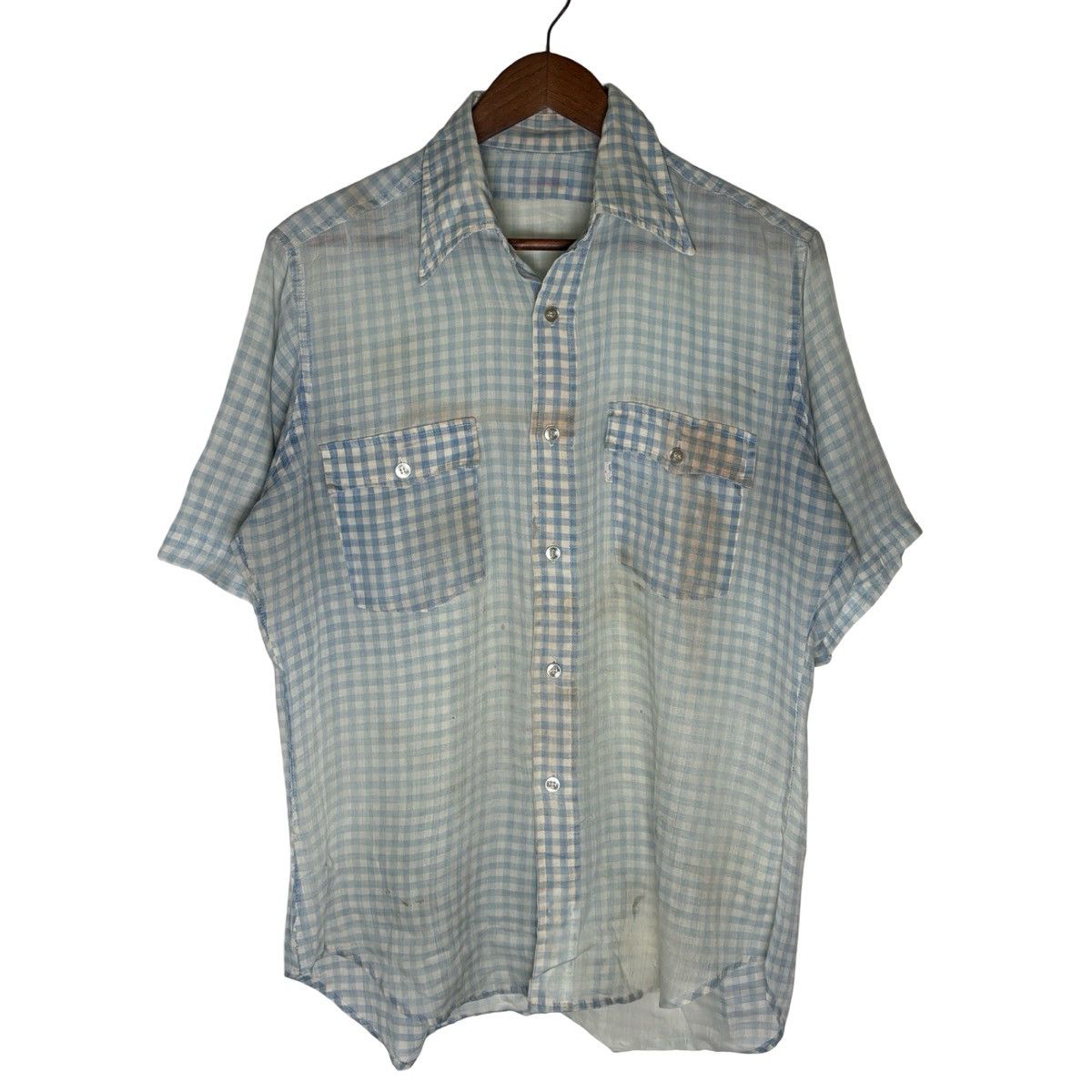 Vintage 60's Levi Blue Plaid Gingam Western Thrashed M / L