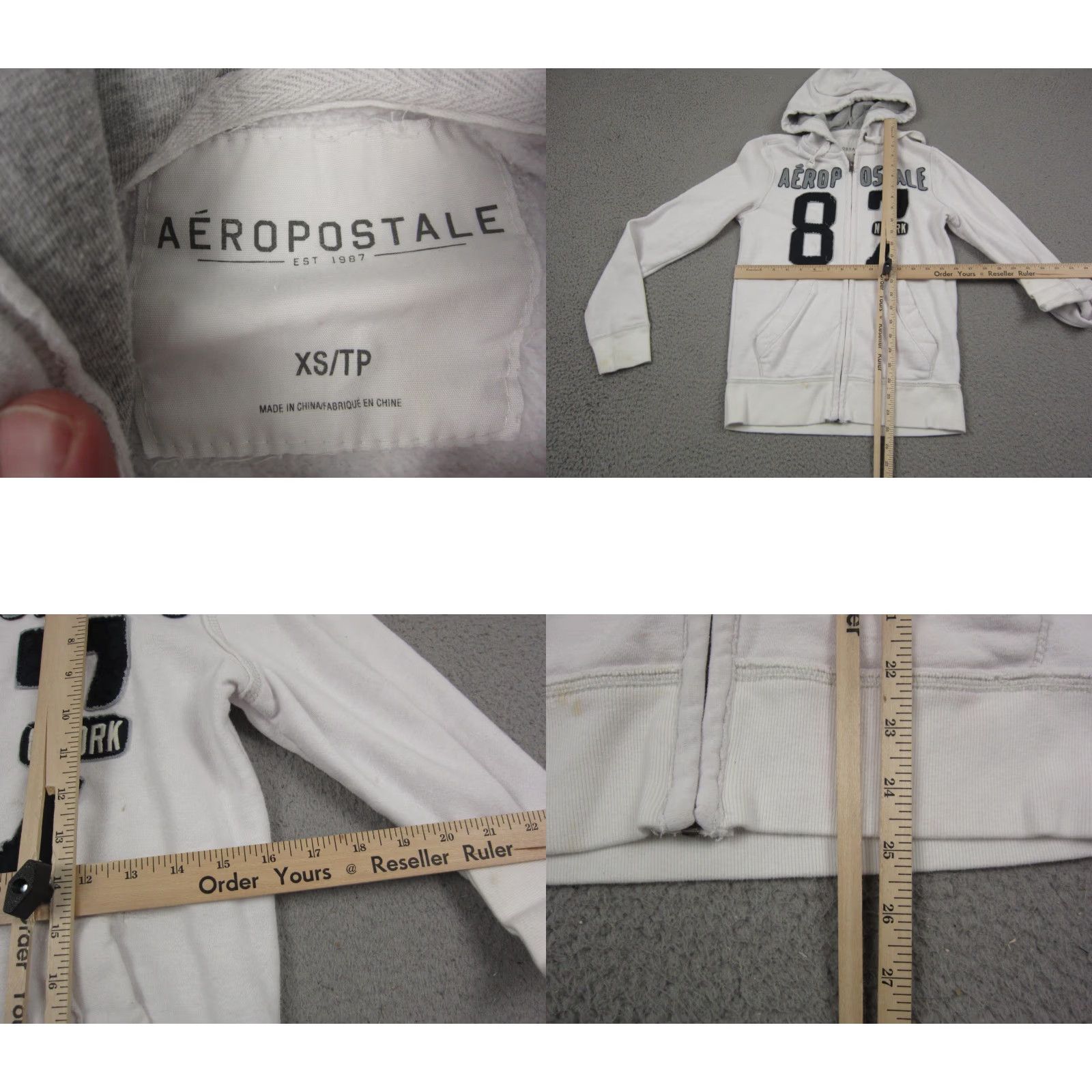 Vintage Aéropostale Hoodie Womens XS White Full Zip Sweatshirt Casual 90s Size XS / US 0-2 / IT 36-38 - 8 Thumbnail