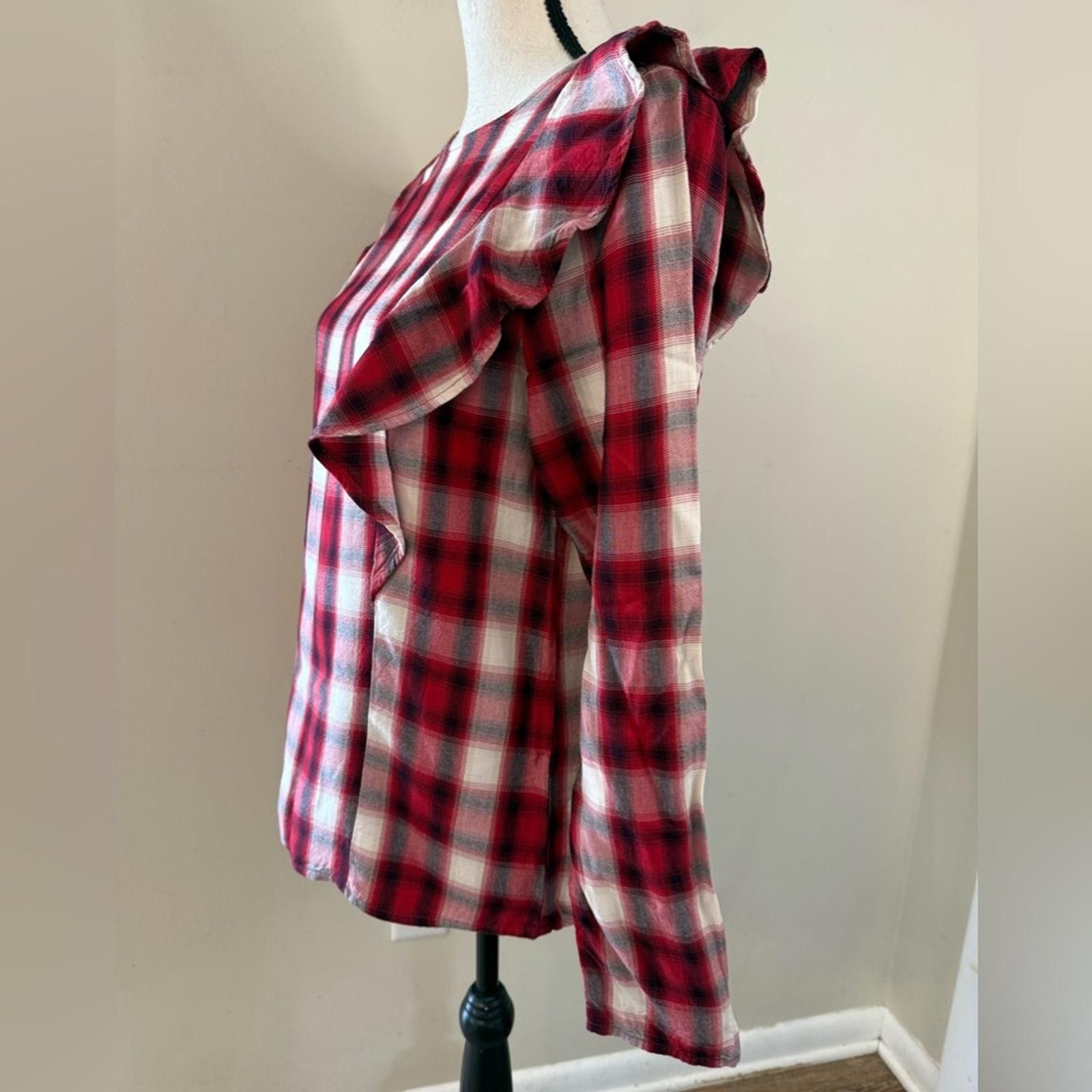Other Beachlunchlounge retro red plaid ruffled top SZ M Size M / US 6-8 / IT 42-44 - 3 Thumbnail