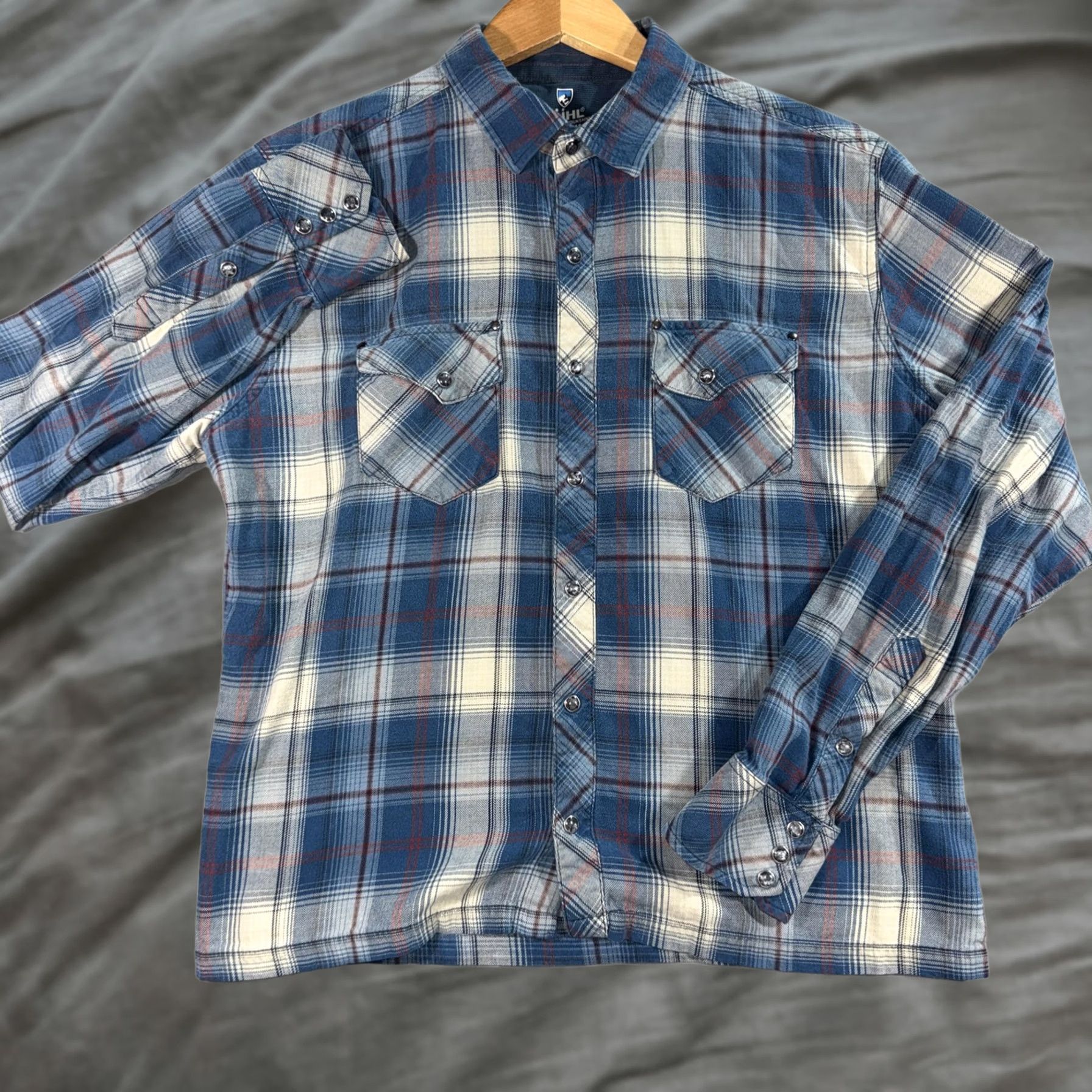 Vintage Kuhl Shirt Mens M Blue Plaid Flannel Snap Front Long Sleeve Casual Size US M / EU 48-50 / 2 - 1 Thumbnail