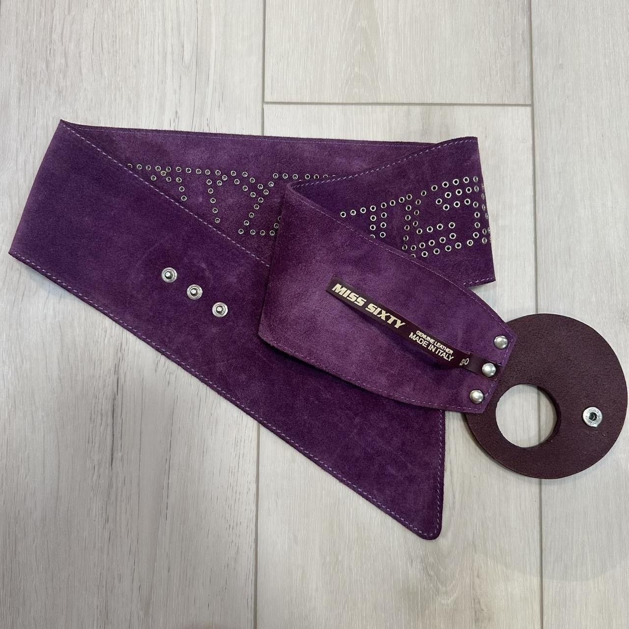Miss Sixty VTG Y2K Miss Sixty Genuine Leather Suede Grommet Logo Belt Size ONE SIZE - 2 Thumbnail