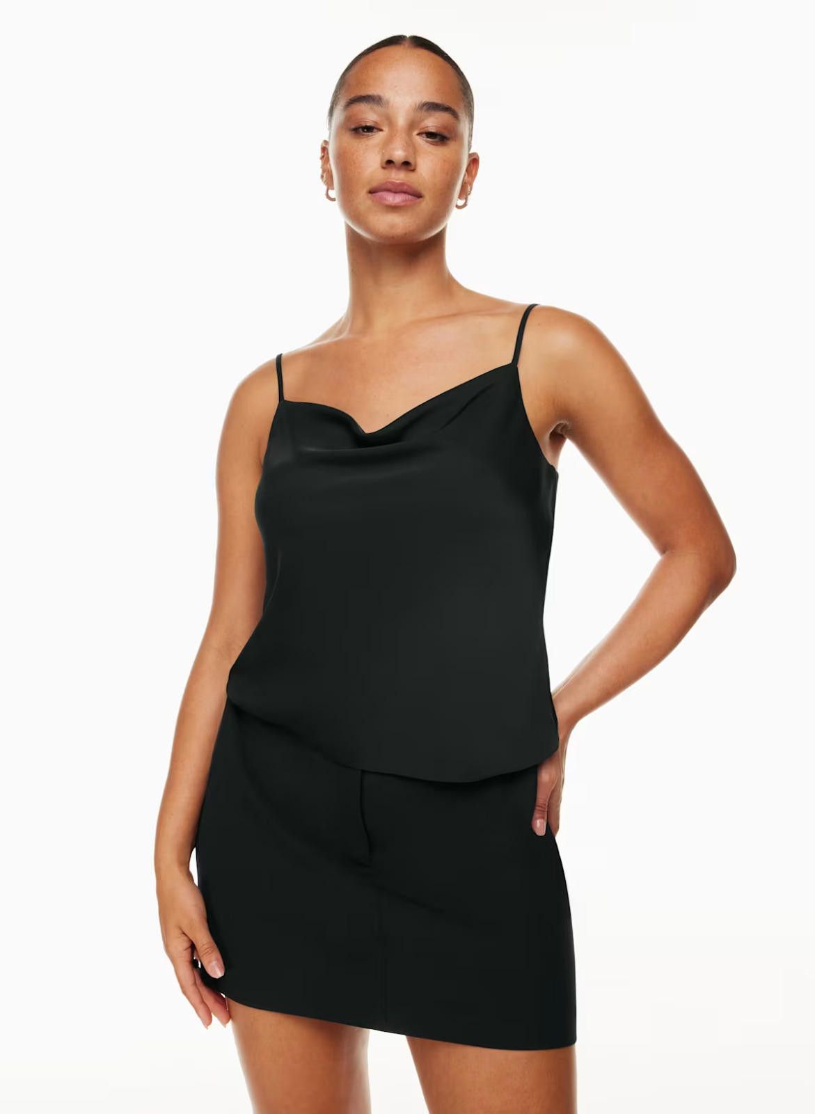 Designer Wilfred Women XS Black Cowl Neck Camisole Satin Tank Top Size XS / US 0-2 / IT 36-38 - 1 Thumbnail