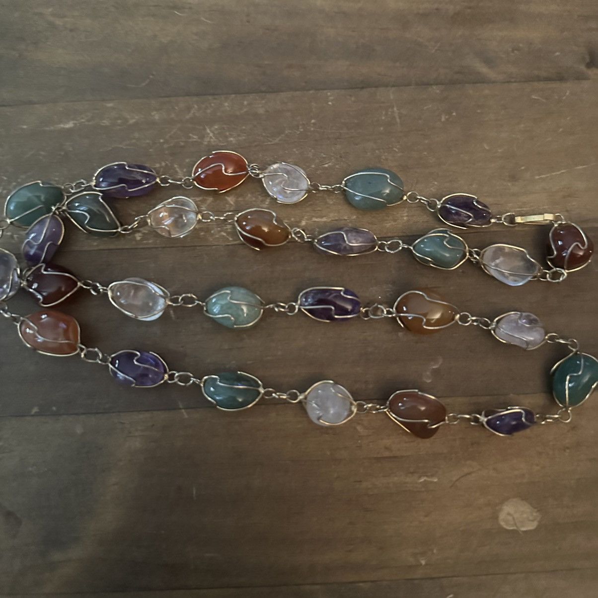 Vintage Vintage caged polished semiprecious stones necklace Size ONE SIZE - 2 Thumbnail