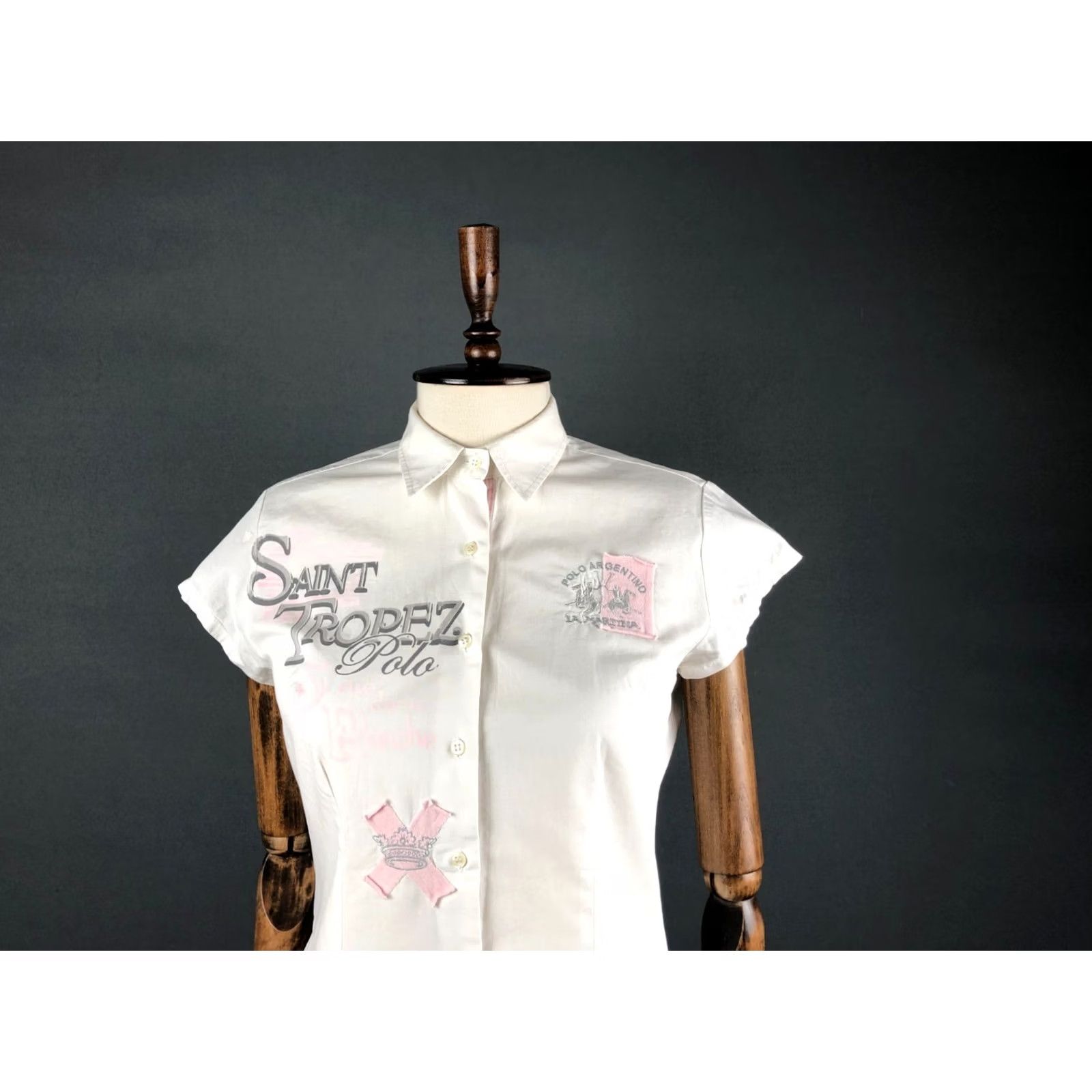 La Martina LA MARTINA Women's Blouse Shirt White Cotton Short Sleeve Size 3 Size XS / US 0-2 / IT 36-38 - 5 Thumbnail