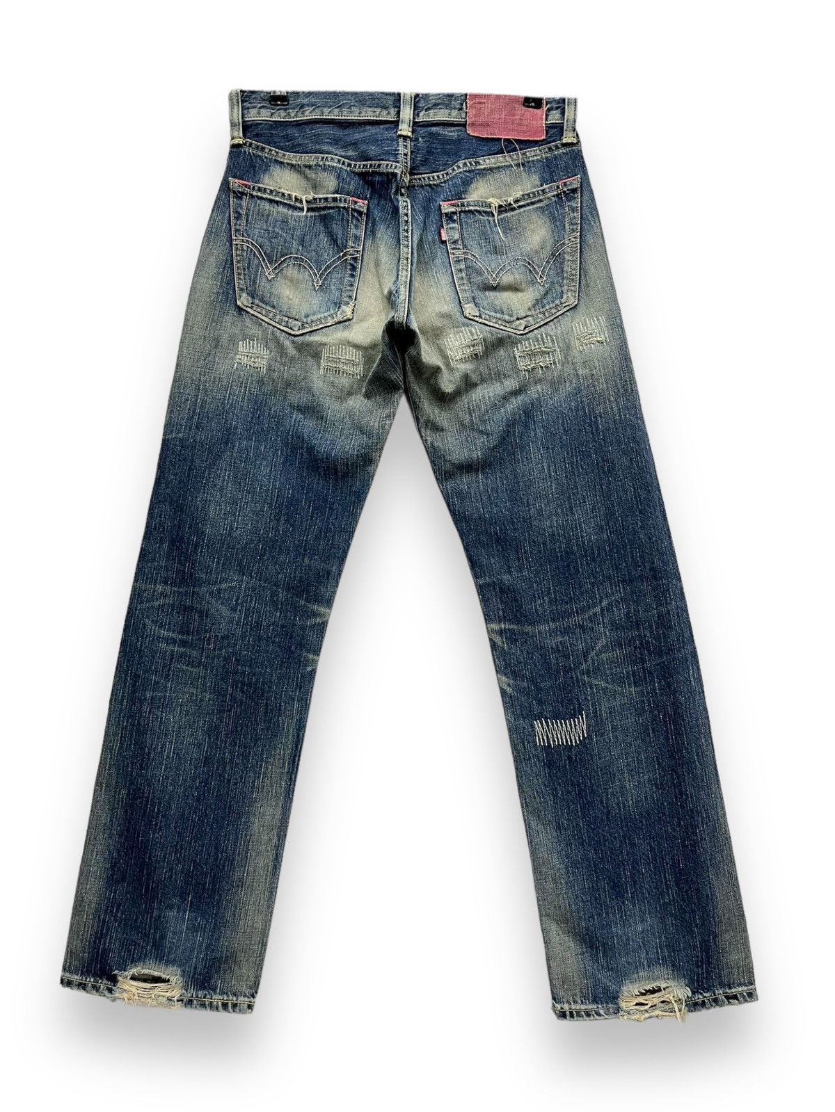 Edwin FYE🔥Vintage EDWIN 504 Japan Grunge ZigZag Distressed Denim Size US 30 / EU 46 - 3 Thumbnail