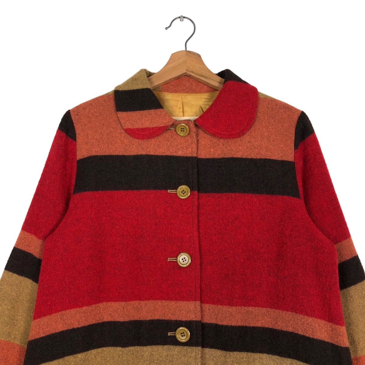 Vintage 🔥Wool Jacket Biker Burn Breeze Japan Made Striped Style Size US M / EU 48-50 / 2 - 3 Thumbnail