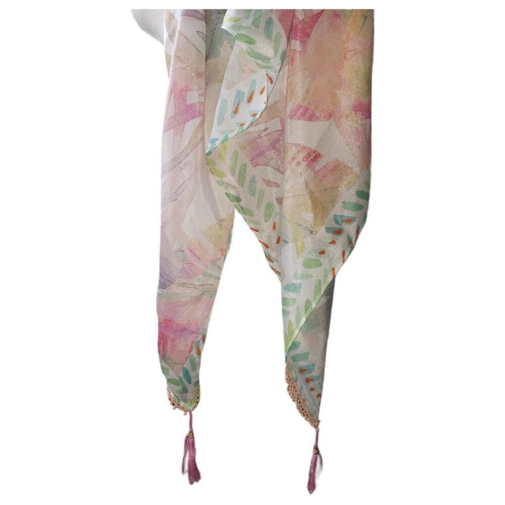 Designer CT1585 Vismaya Floral Pastel 100% Silk Scarf/Wrap Size ONE SIZE - 2 Thumbnail
