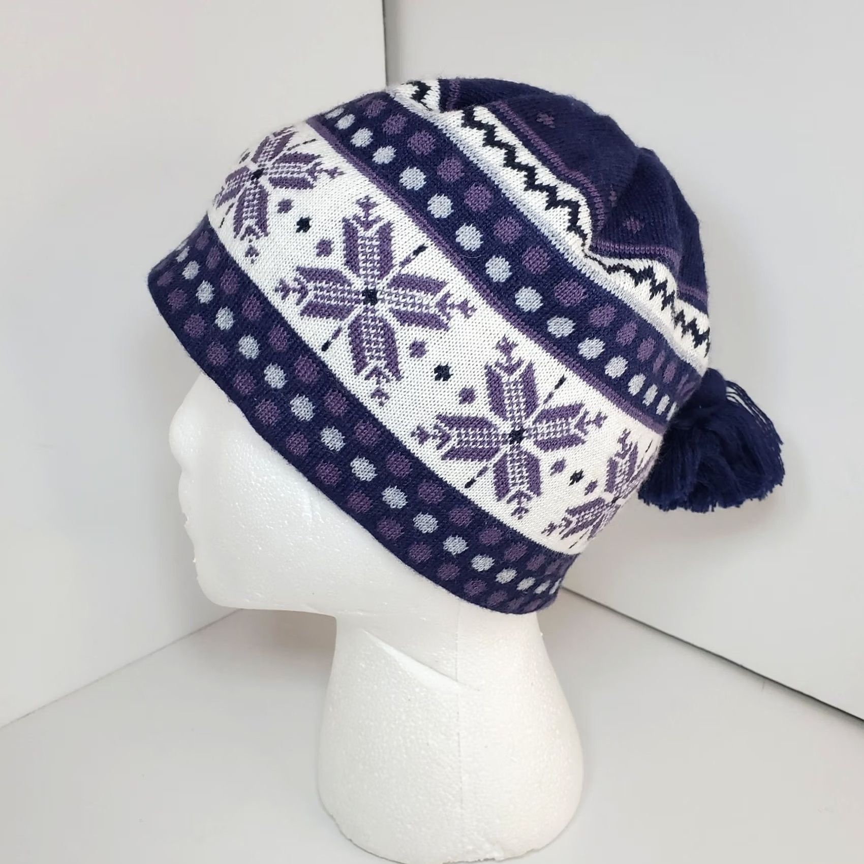 Smartwool Smartwool Nordic Fair Isle Merino Wool Beanie Hat Purple Tassel Pompom Size OS Women Size ONE SIZE - 4 Thumbnail