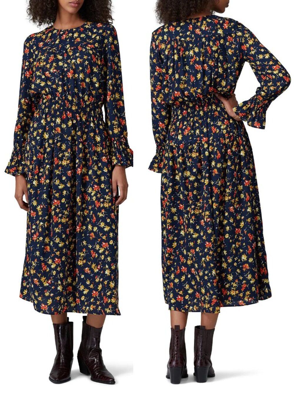 Other Victor Alfaro Watercolor Floral Long Sleeve Midi Dress Size Size M / US 6-8 / IT 42-44 - 1 Thumbnail