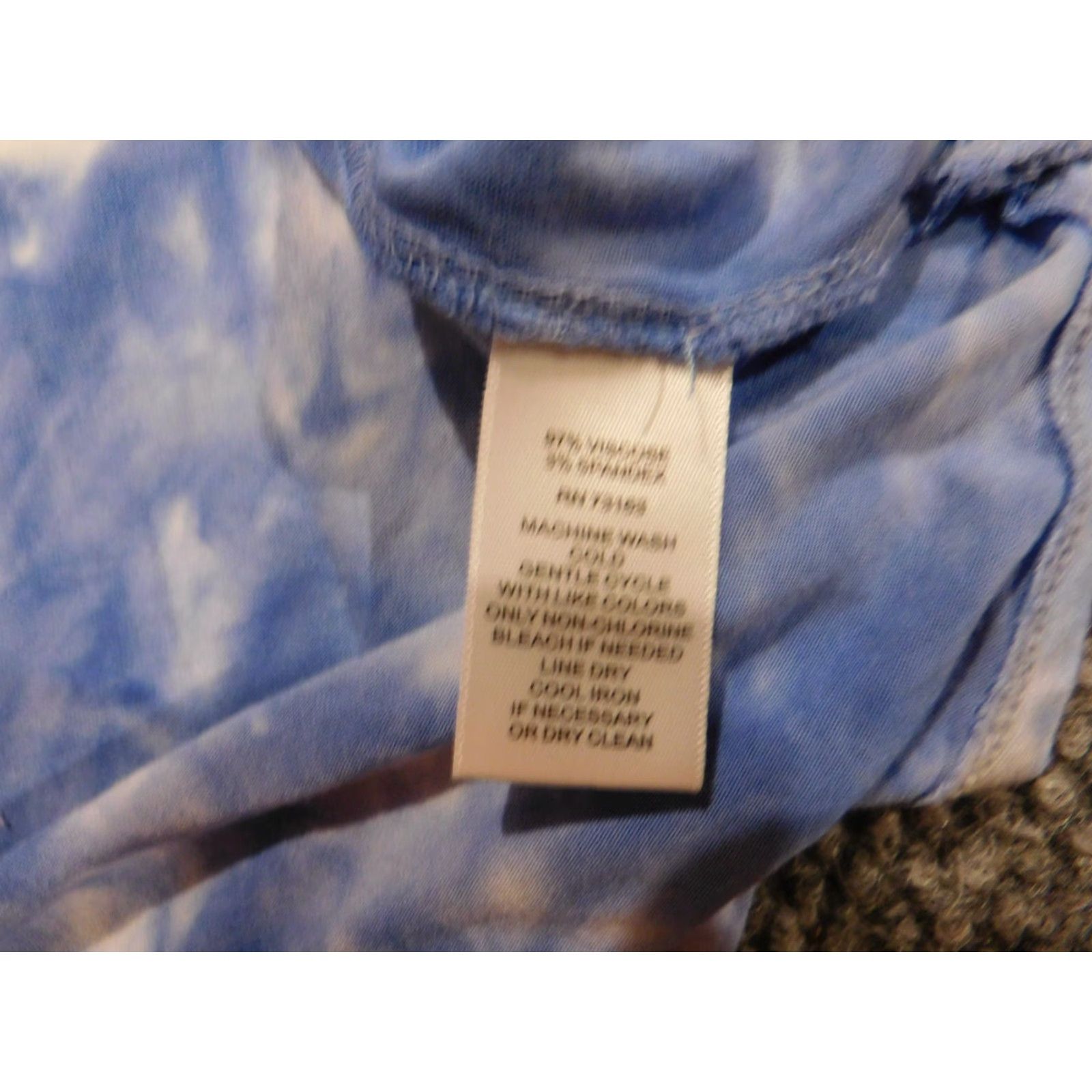 Vintage Spense Womens Shirt Large Blue pullover stretch sport Blouse Short Sleeve Round Neck Casual Regular Button Viscose Spandex Floral Basic American Size L / US 10 / IT 46 - 5 Thumbnail