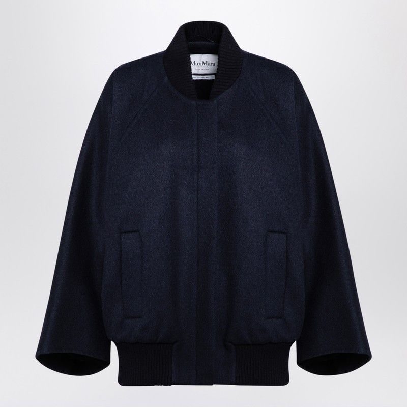 Max Mara Max Mara Blue Cashmere Cape Bomber Jacket | Grailed