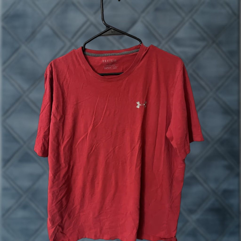 Under Armour Under Armour T-Shirt Mens XL Short Sleeve Loose Red Crew Neck Graphic Logo Cotton Shirt Size US XL / EU 56 / 4 - 1 Thumbnail
