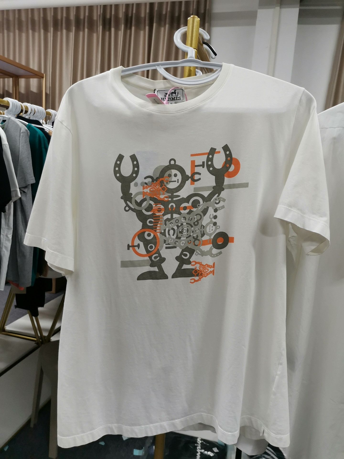 Hermes Hermes White Robot Print T-Shirt Size US XL / EU 56 / 4 - 1 Thumbnail