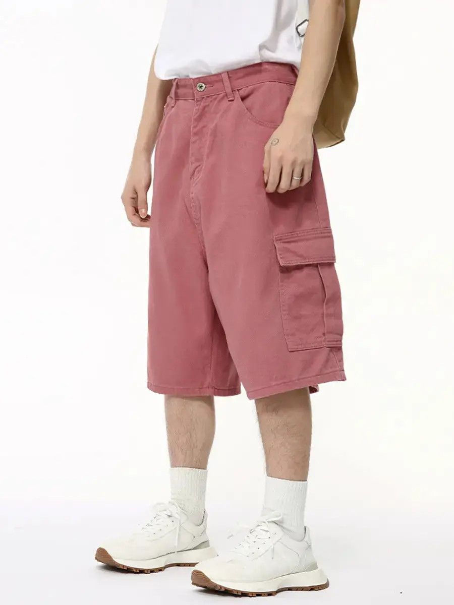 Japanese Brand Retro loose solid color wide leg denim shorts Size US 32 / EU 48 - 1 Thumbnail