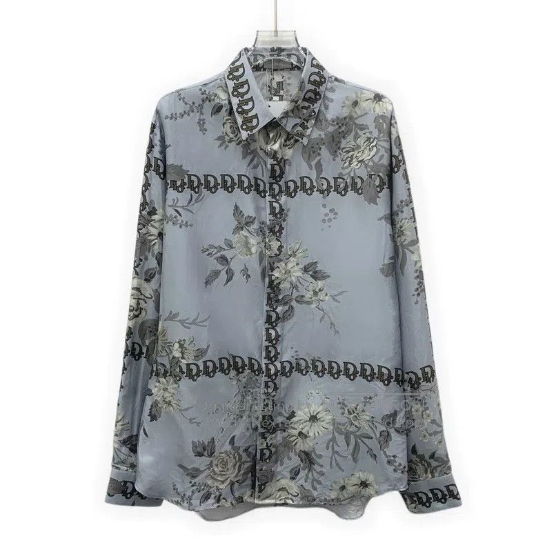Dior Dior Blue floral logo letter printed mulberry silk lapel l Size US XXS / EU 40 - 1 Thumbnail