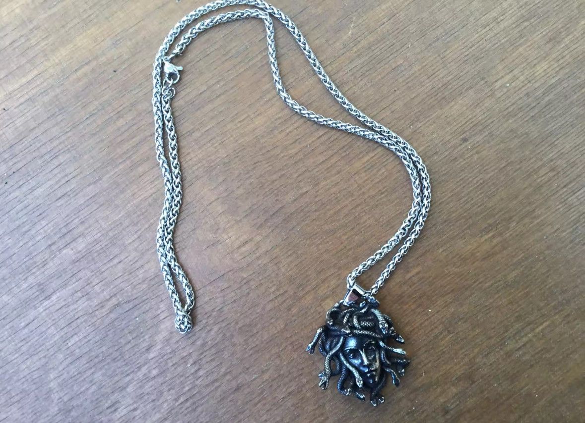 Japanese Brand Hip Hop 316L Stainless Steel Medusa Snake Pendant Necklace Size ONE SIZE - 5 Thumbnail