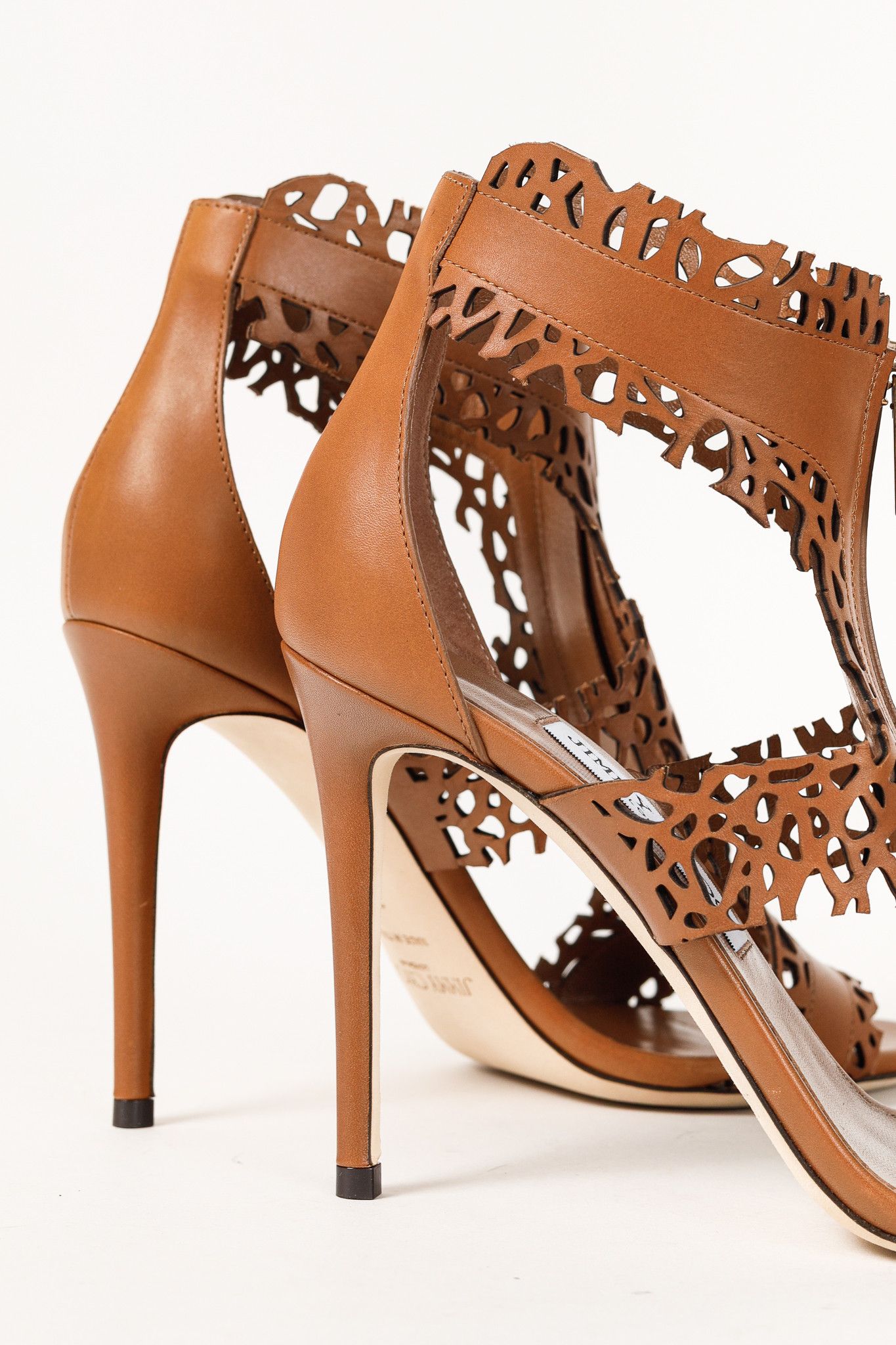 Jimmy Choo Jimmy Choo Megan 100 Laser-Cut Heels in Canyon Brown Leather Size US 8.5 / IT 38.5 - 8 Thumbnail