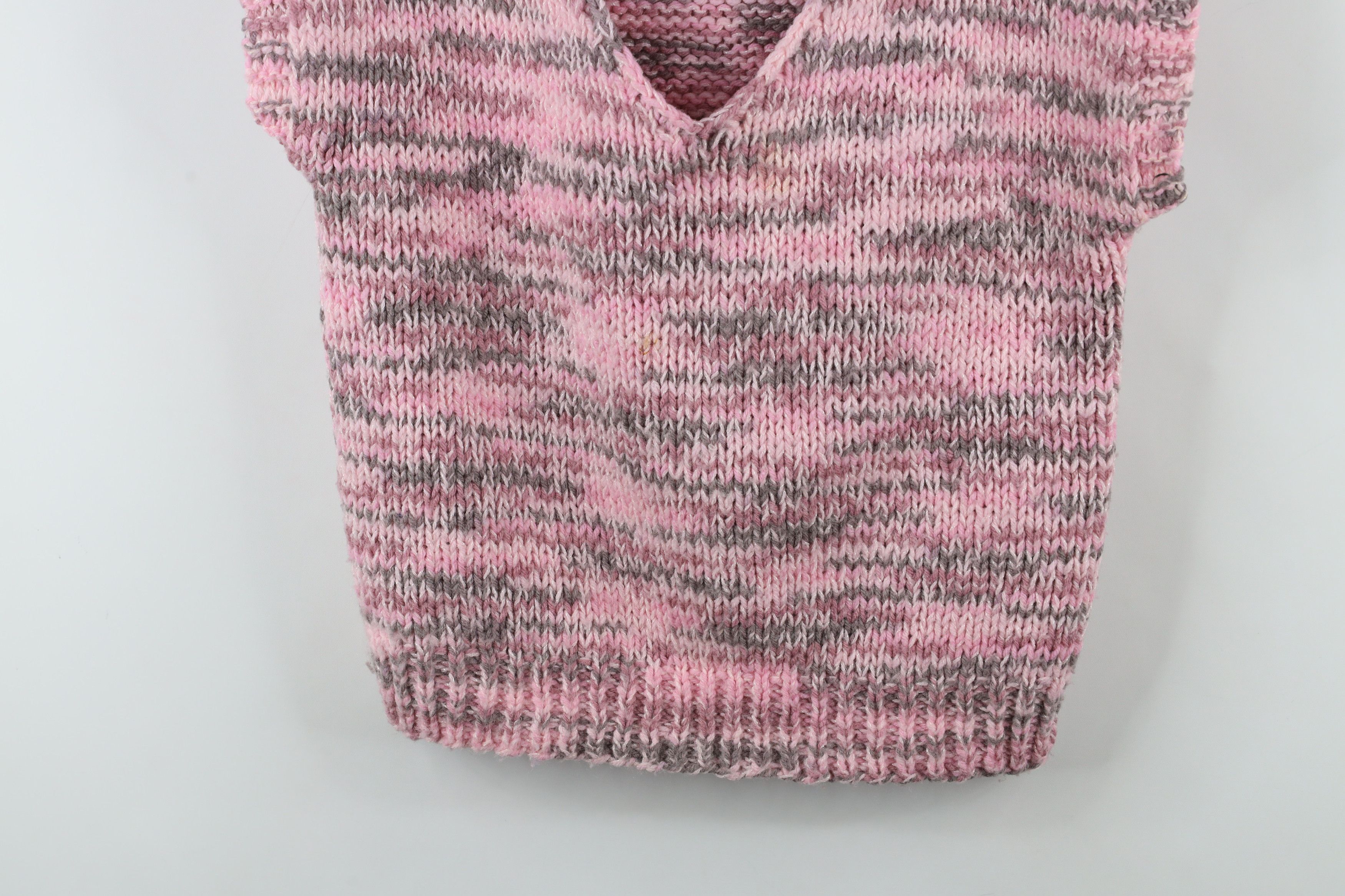 Vintage Vintage 80s 90s Streetwear Sleeve Crochet Sweater Vest Pink Size S / US 4 / IT 40 - 3 Thumbnail