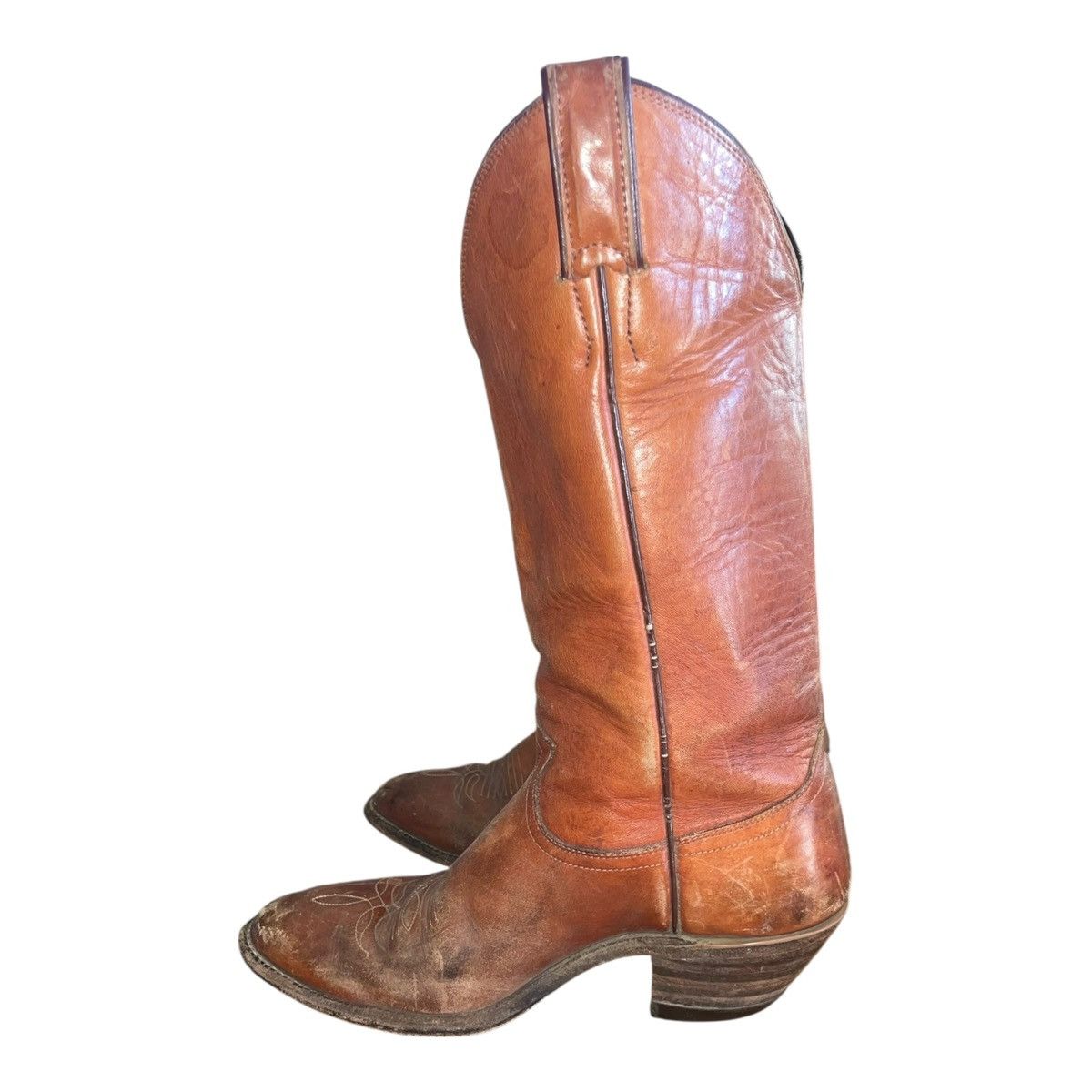 Justin Boots Mens Sz 8 Brown Leather Western Cowboy Brown