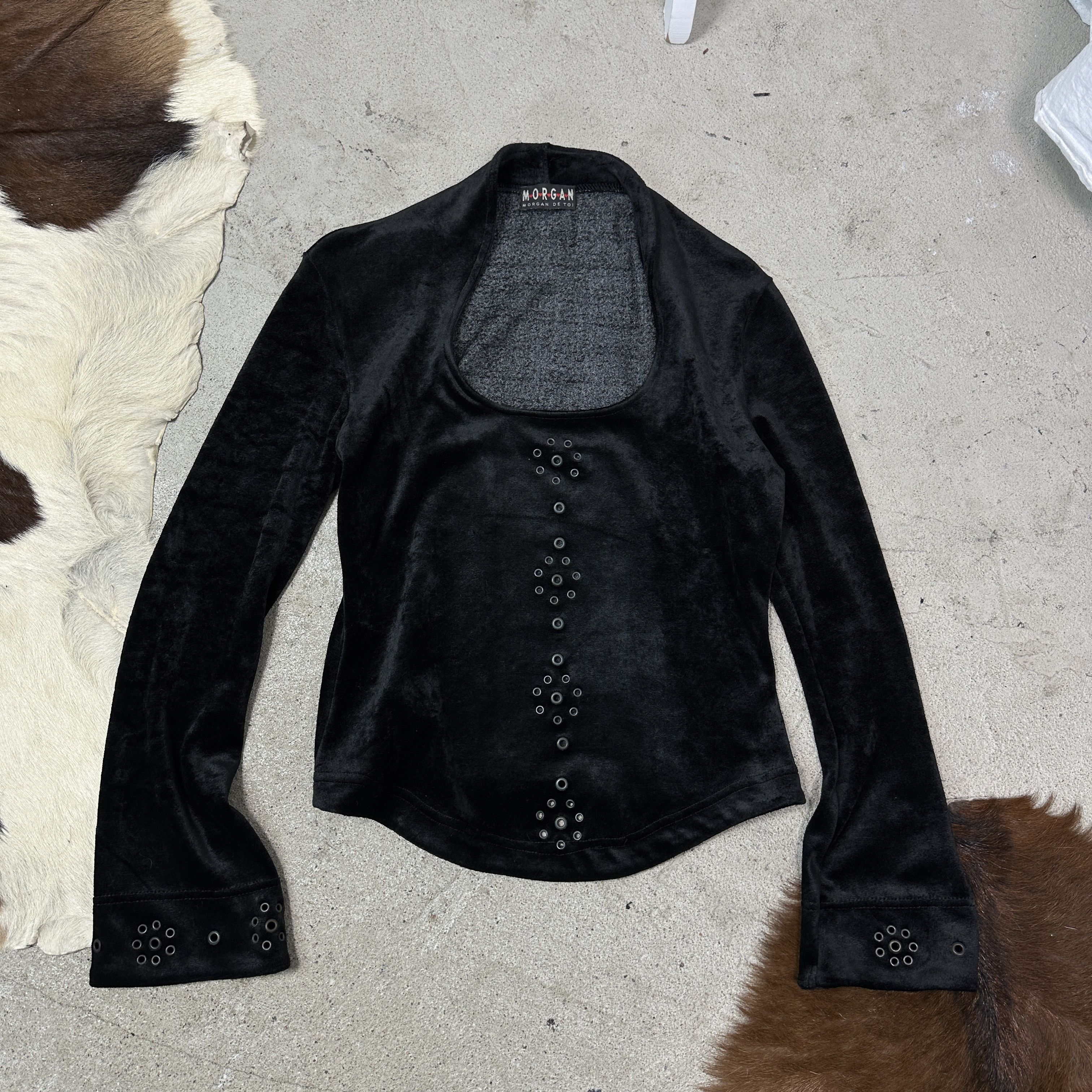 Vintage Vintage Avant Garde Fitted Morgan Velvet Eyelets Top 00s Size M / US 6-8 / IT 42-44 - 4 Thumbnail