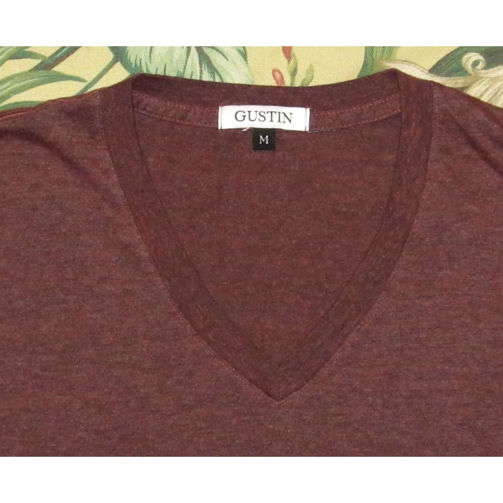 Gustin GUSTIN Burgundy Rayon Tri Blend V Neck T Shirt Medium M Mens Size US M / EU 48-50 / 2 - 2 Thumbnail
