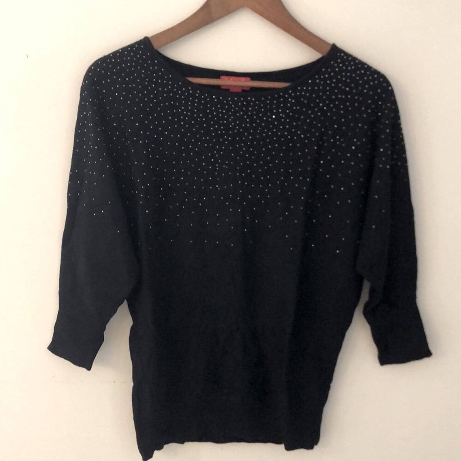 Ellesse Elle Black rhinestone sweater scoop neck cropsleeves small Size S / US 4 / IT 40 - 1 Thumbnail