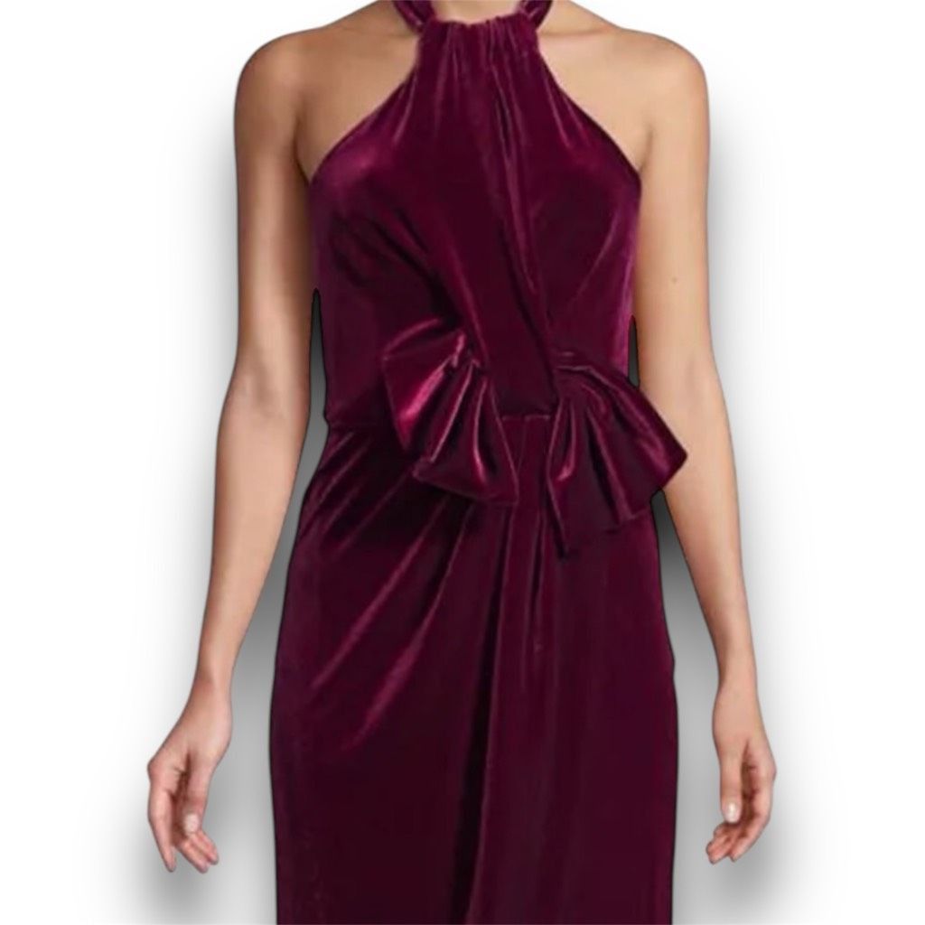 Halo Black Halo, Estelle Smashing Berry High-Low Velvet Halter Bo Size S / US 4 / IT 40 - 3 Thumbnail