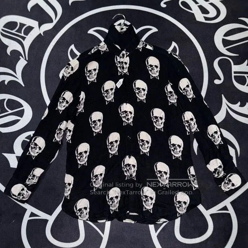 Saint Laurent Paris Saint Laurent Skull Print Silk Shirt Size US M / EU 48-50 / 2 - 2 Thumbnail
