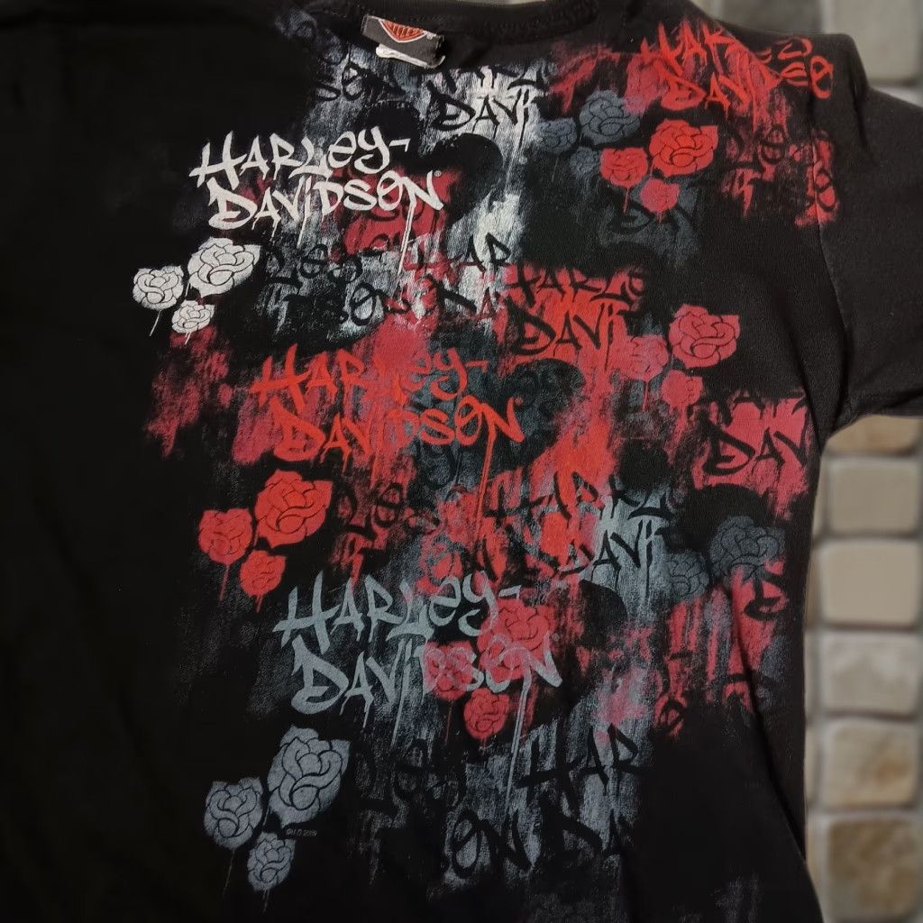 Harley Davidson Harley-Davidson Shirt Long Sleeve Smoky Mountain Black Red Roses Biker Slim L Women Women’s Size L / US 10 / IT 46 - 1 Thumbnail