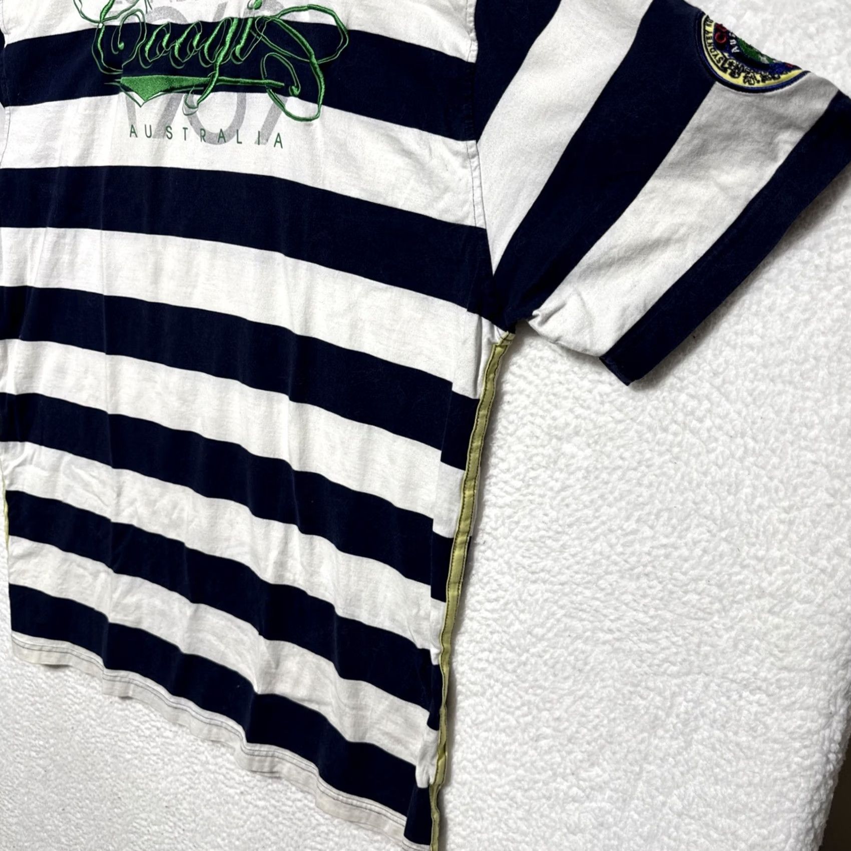 Coogi COOGI T-Shirt Men’s 3XL Short Sleeve Striped White Blue Embroidered Logo Size US 39 - 3 Thumbnail