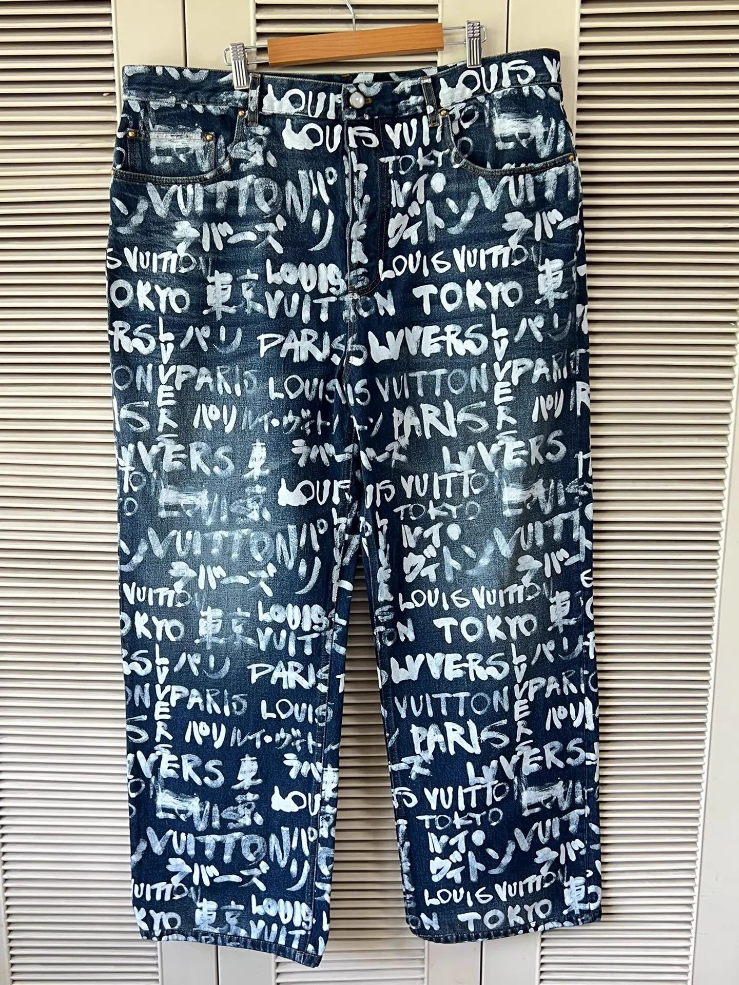 Louis Vuitton LV Monogram Doodle Print Jeans 38 (Near Mint) Size 27" / US 4 / IT 40 - 1 Thumbnail