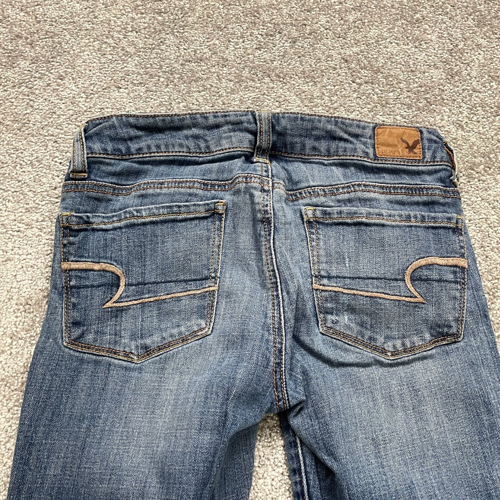 American Eagle Outfitters VINTAGE American Eagle Skinny Jeans Women 28x28 Blue Distressed Mid Rise Cotton Blend 2010s Fashion Size 26" / US 2 / IT 38 - 4 Thumbnail