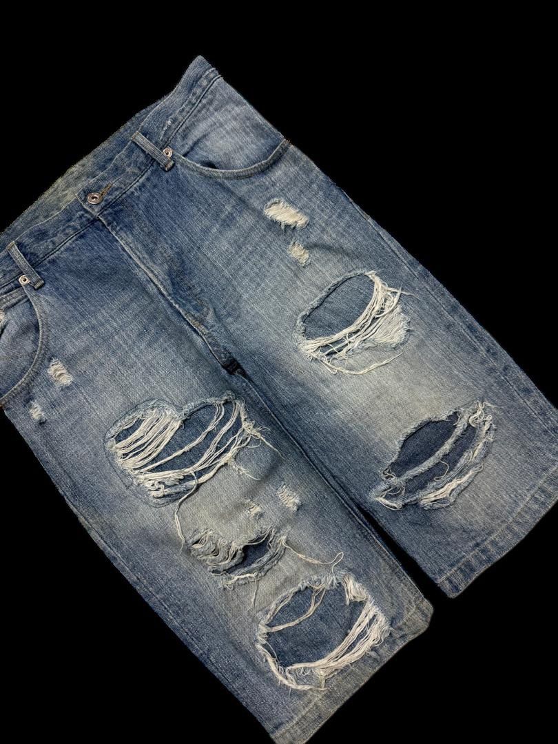 Vintage GRUNGE Insane Japanese Short Jeans Distressed Ripped Mudwash Size US 32 / EU 48 - 7 Thumbnail
