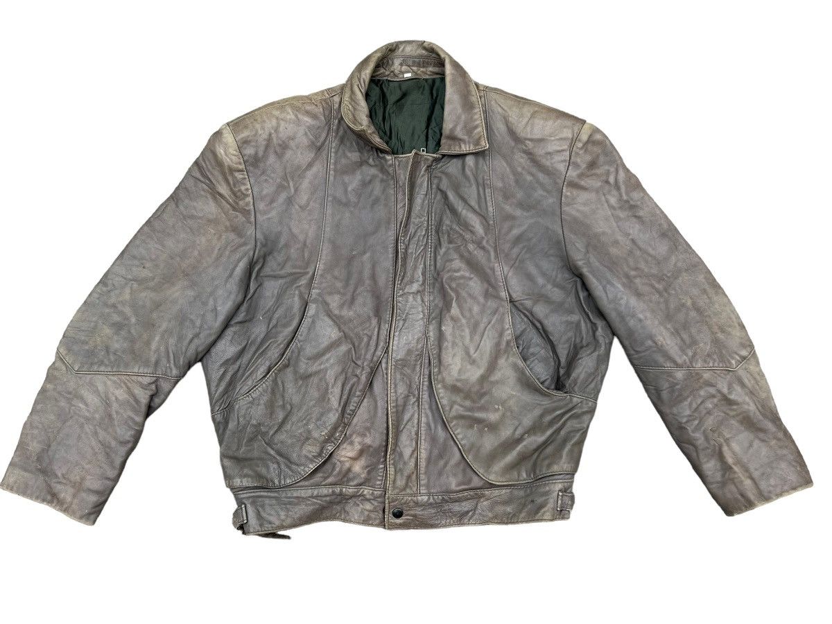 Leather Vintage Trashed Oliver Strelli Leather Jacket Size US XL / EU 56 / 4 - 1 Thumbnail