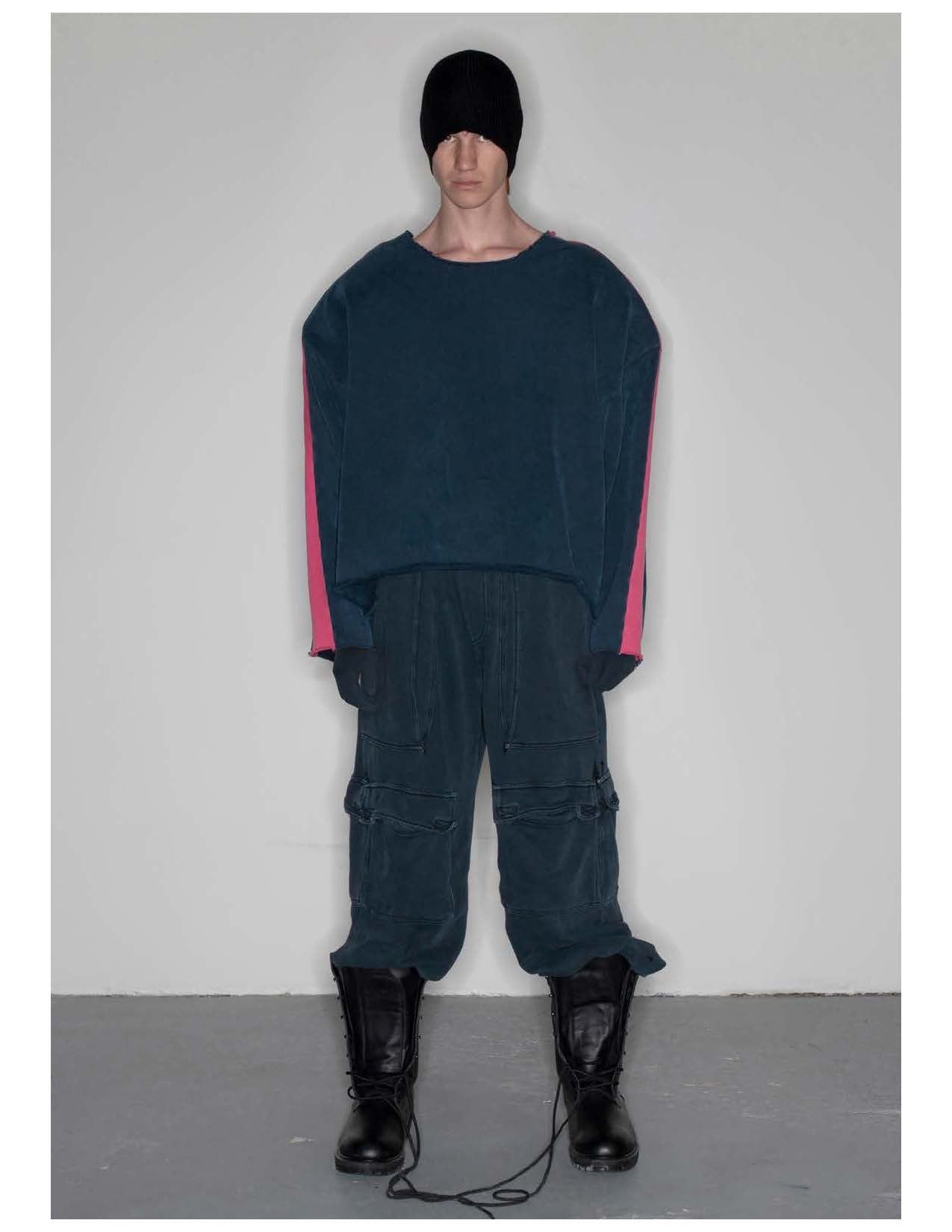 Greg Ross USA Greg Ross Side Stripe Raw Hem Yoke Sweatshirt Black/Red Size US S / EU 44-46 / 1 - 3 Thumbnail