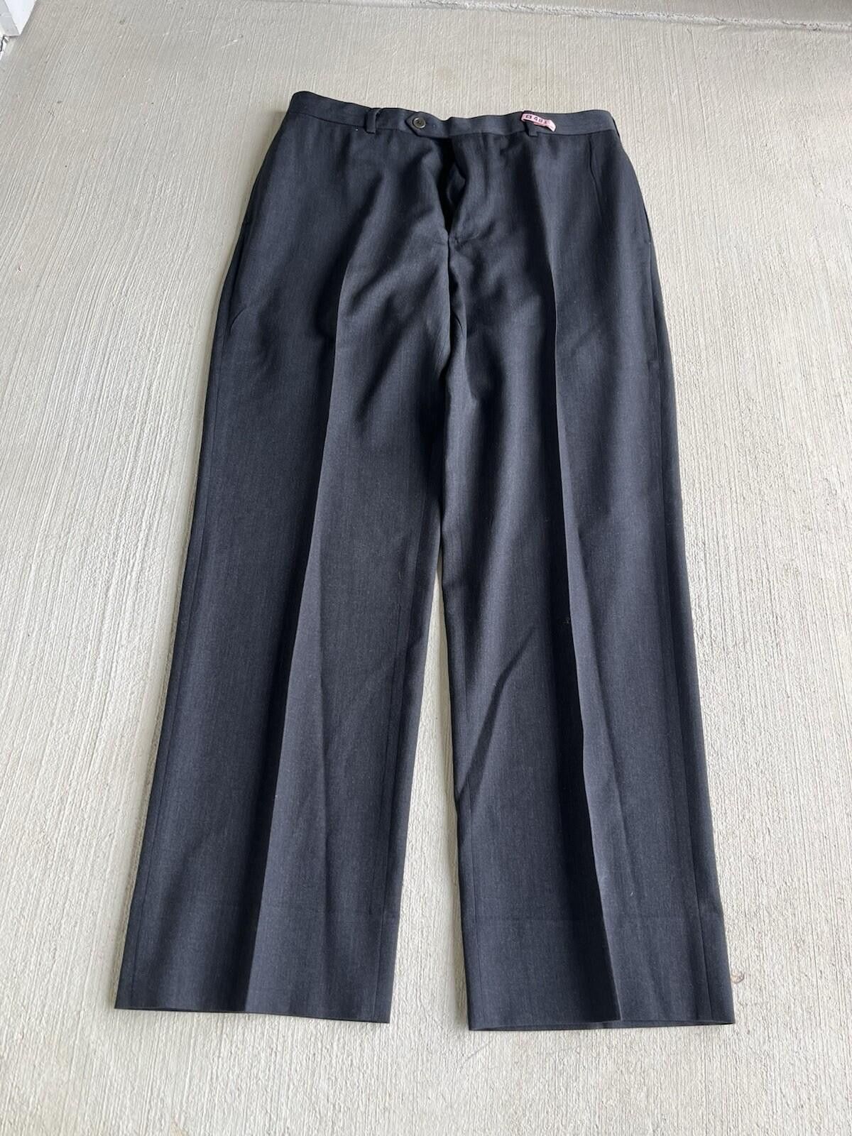BROOKS BROTHERS Madison 100% Wool Pleated Navy Pants 35 x 30