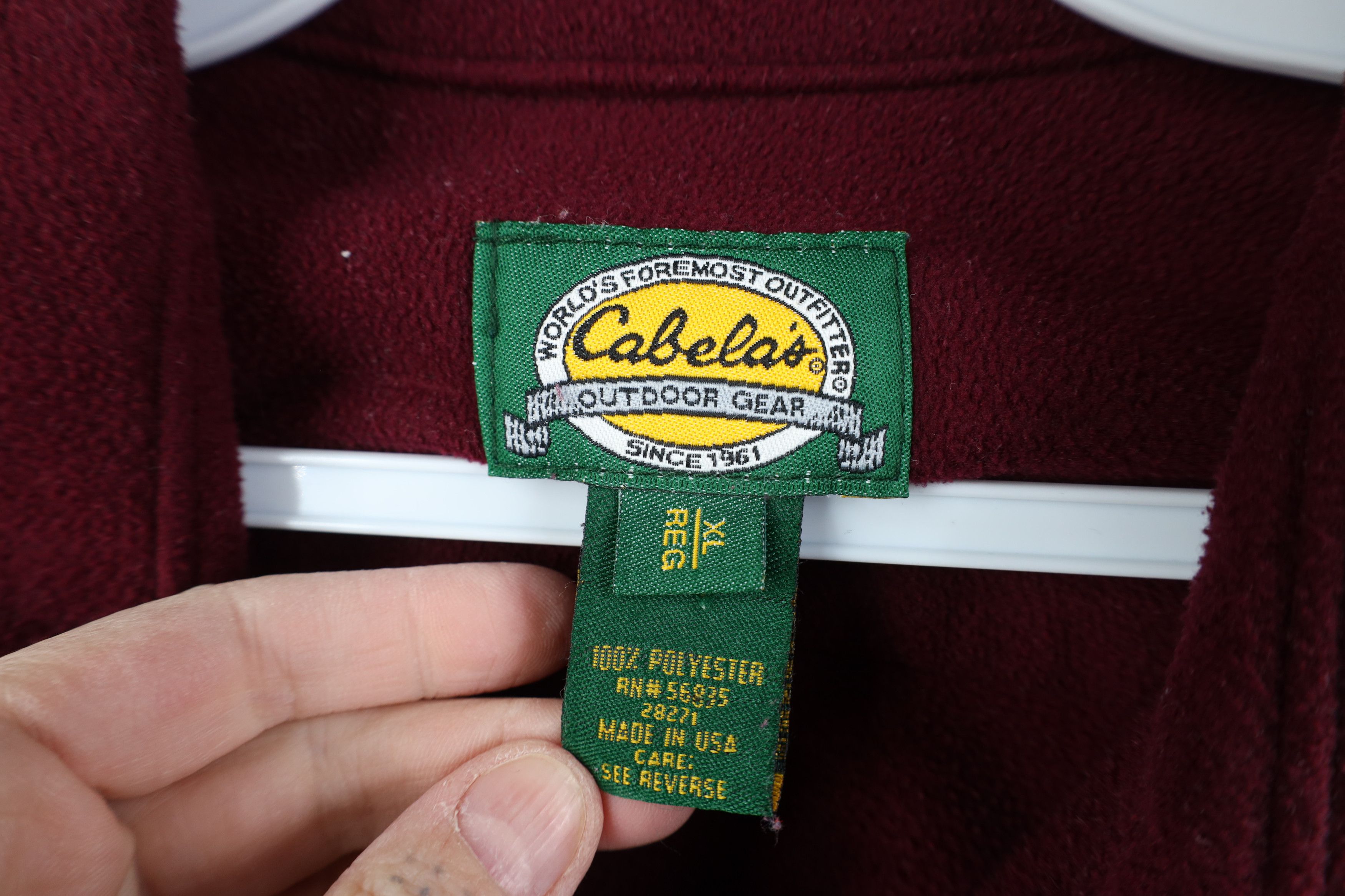 Cabelas Vintage 90s Cabelas Pocket Fleece Button Shirt Burgundy Size US XL / EU 56 / 4 - 6 Thumbnail