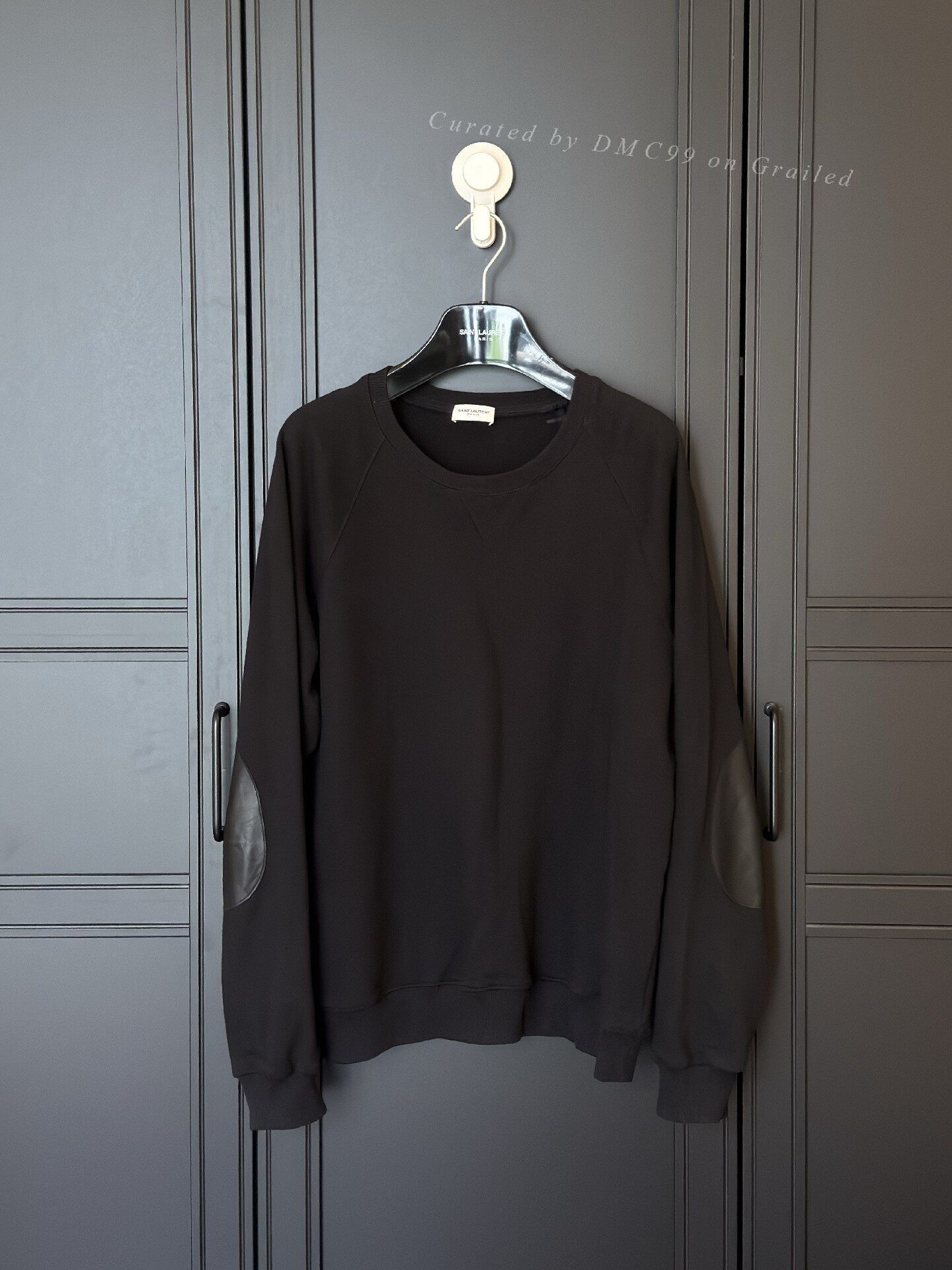 Yves Saint Laurent YSL Men's Patchwork Leather Crewneck Sweatshirt Size US XL / EU 56 / 4 - 1 Thumbnail
